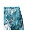 Men's Beach Shorts Vintage Tie Dye Abstract Print Drawstring Vacation Shorts - Paon Bleu L