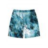 Men's Beach Shorts Vintage Tie Dye Abstract Print Drawstring Vacation Shorts - Paon Bleu L