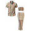 Bohemian Couple Outfit Colorblock Arrow Ethnic Print Off the Shoulder Top Bodycon Skirt and Shirt Set - multicolor S | US 4
