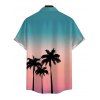 Hawaiian Couple Outfit Ombre Coconut Tree Print Ruched Bust Mini Dress and Shirt Vacation Set - multicolor S | US 4