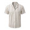 Casual Couple Outfit Striped Print V Neck Button Belt Romper and Textured Shirt Set - café lumière S | US 4