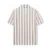 Casual Couple Outfit Striped Print V Neck Button Belt Romper and Textured Shirt Set - café lumière S | US 4