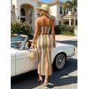 Bohemian Two Piece Set Colorblock Arrow Ethnic Print Off the Shoulder Cropped Top and Bodycon Skirt Set - multicolor S | US 4