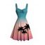 Hawaiian Vacation Dress Ombre Coconut Tree Print Ruched Bust Mini Dress - multicolor XXXXXL | US 20