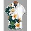 Men's Hawaiian Vacation Shirt Tropical Hibiscus Floral Bamboo Leaf Print Button Up Shirt - Émeraude 5XL