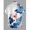Men's Hawaiian Shirt Hibiscus Floral Monstera Leaf Print Button Up Shirt - Bleu Ciel 5XL