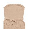 Vacation Romper Solid Color Smocked Ruffle Off the Shoulder Belt Romper - café lumière XXL | US 12
