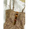Bohemian One-piece Swimsuit Textured Leaf Print Cut Out Spaghetti Strap Beach Swimwear - marron foncé XL | US 10