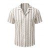 Men's Casual Shirt Ethnic Texture Striped Print Turn Down Collar Button Up Shirt - café lumière 2XL