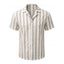 Men's Casual Shirt Ethnic Texture Striped Print Turn Down Collar Button Up Shirt - café lumière 2XL
