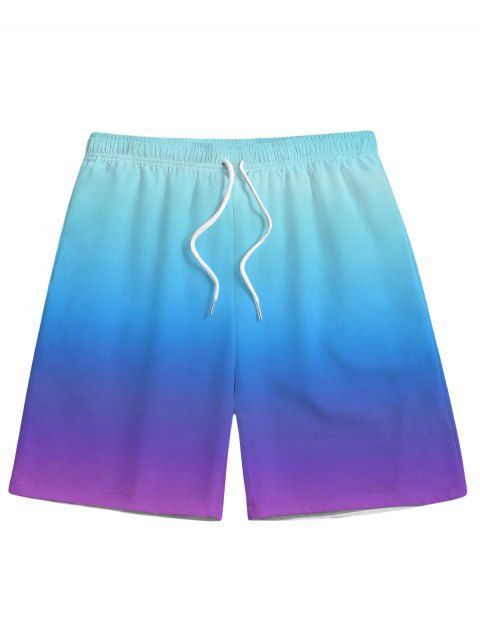 Men's Beach Shorts Ombre Drawstrings Vacation Board Shorts