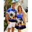 Vacation Couple Outfit Ombre Coconut Tree Print Spaghetti Strap Dress and Shirt Beach Set - Bleu S | US 4