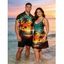 Beach Couple Outfit Sunset Coconut Tree Print Mini Dress and Shirt Vacation Set - Orange S | US 4