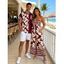 Hawaii Couple Outfit Tribal Hibiscus Floral Print Bowknot Off the Shoulder Jumpsuit and Shirt Set - Bleu profond S | US 4