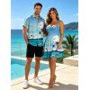 Beach Vacation Couple Outfit Coconut Tree Print Ruched Mini Dress and Shirt Set - Bleu clair S | US 4