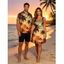 Beach Vacation Couple Outfit Coconut Tree Print Ruched Bust Dress and Shirt Set - Brun Légère S | US 4