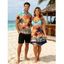 Beach Couple Outfit Coconut Tree Sunset Beach Landscape Pattern Spaghetti Strap Tank Dress and Button Up Shirt Vacation Matching Outfit - multicolor A S | US 4