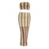 Bohemian Couple Outfit Colorblock Arrow Ethnic Print Off the Shoulder Top Bodycon Skirt and Shirt Set - multicolor S | US 4