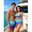 Beach Couple Outfit Ombre Bowknot Underwire Push Up Cinched Boyshorts Tankini Swimsuit and Drawstring Shorts Set - Jaune S | US 4
