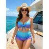 Beach Couple Outfit Ombre Bowknot Underwire Push Up Cinched Boyshorts Tankini Swimsuit and Drawstring Shorts Set - Bleu Ciel S | US 4