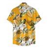 Beach Vacation Couple Outfit Tropical Floral Palm Leaf Print Pocket Off the Shoulder Romper and Shirt Set - Jaune S | US 4