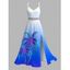 Hawaiian Vacation Dress Coconut Tree Print Ombre Lace Hollow Out Slit Dress - Rose Vif S | US 4