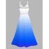 Hawaiian Vacation Dress Coconut Tree Print Ombre Lace Hollow Out Slit Dress - Bleu M | US 6