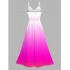Hawaiian Vacation Dress Coconut Tree Print Ombre Lace Hollow Out Slit Dress - Rose Vif M | US 6