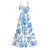 Hawaiian Couple Outfit Lily Floral Shell Print Lace Hollow Out Slit Dress and Shirt Vacation Set - WHITE S | US 4