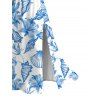 Hawaiian Couple Outfit Lily Floral Shell Print Lace Hollow Out Slit Dress and Shirt Vacation Set - WHITE S | US 4