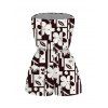 Vacation Romper Contrast Color Flower Geometric Print Pocket Off the Shoulder Romper - marron foncé XXL | US 14