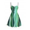 Hawaiian Vacation Couple Outfit Vertical Leaf Print Ruched Bust Mini Dress and Shirt Set - PLANT GREEN S | US 4