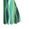 Hawaiian Vacation Couple Outfit Vertical Leaf Print Ruched Bust Mini Dress and Shirt Set - PLANT GREEN S | US 4