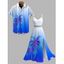 Hawaiian Vacation Couple Outfit Coconut Tree Print Ombre Lace Hollow Out Slit Dress and Shirt Set - BLUE S | US 4