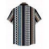 Bohemian Vacation Couple Outfit Colorblock Striped Geometric Print Pocket Off the Shoulder Romper and Shirt Set - multicolor A S | US 4