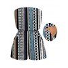 Bohemian Vacation Couple Outfit Colorblock Striped Geometric Print Pocket Off the Shoulder Romper and Shirt Set - multicolor A S | US 4
