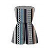 Bohemian Vacation Couple Outfit Colorblock Striped Geometric Print Pocket Off the Shoulder Romper and Shirt Set - multicolor A S | US 4