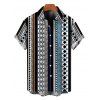 Bohemian Vacation Couple Outfit Colorblock Striped Geometric Print Pocket Off the Shoulder Romper and Shirt Set - multicolor A S | US 4