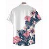 Hawaiian Couple Outfit Colorblock Hibiscus Floral Tropical Leaf Print Lace Hollow Out Slit Dress and Shirt Set - LIGHT PINK S | US 4