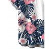 Hawaiian Couple Outfit Colorblock Hibiscus Floral Tropical Leaf Print Lace Hollow Out Slit Dress and Shirt Set - LIGHT PINK S | US 4