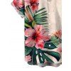 Vacation Hawaiian Couple Outfit Hibiscus Floral Tropical Leaf Print Lace Hollow Out Slit Dress and Shirt Set - LIGHT PINK S | US 4