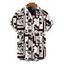 Men's Vacation Shirt Contrast Color Flower Geometric Print Button Up Shirt - marron foncé 5XL