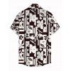 Men's Vacation Shirt Contrast Color Flower Geometric Print Button Up Shirt - marron foncé 5XL