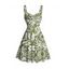 Hawaiian Dress Sun Moon Tropical Floral Leaf Botanical Print Ruched Bust Mini Dress - Olive Verte XXXXXL | US 20