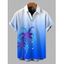 Men's Hawaiian Vacation Shirt Coconut Tree Print Ombre Button Up Shirt - Rose Vif 5XL