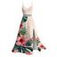 Vacation Hawaiian Dress Hibiscus Floral Tropical Leaf Print Lace Hollow Out Slit Dress - Rose clair XXXXXL | US 20