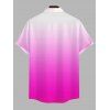 Men's Hawaiian Vacation Shirt Coconut Tree Print Ombre Button Up Shirt - Rose Vif 5XL