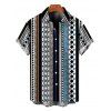 Men's Bohemian Vacation Shirt Colorblock Striped Geometric Print Button Up Shirt - multicolor A 5XL