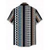 Men's Bohemian Vacation Shirt Colorblock Striped Geometric Print Button Up Shirt - multicolor A 5XL