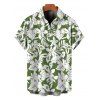 Men's Hawaiian Vacation Shirt Tropical Floral Leaf Print Button Up Shirt - Olive Verte 5XL